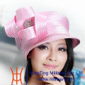 Special Pink Ladies Rhinestone Satin Ribbon Church Hats Wholesale